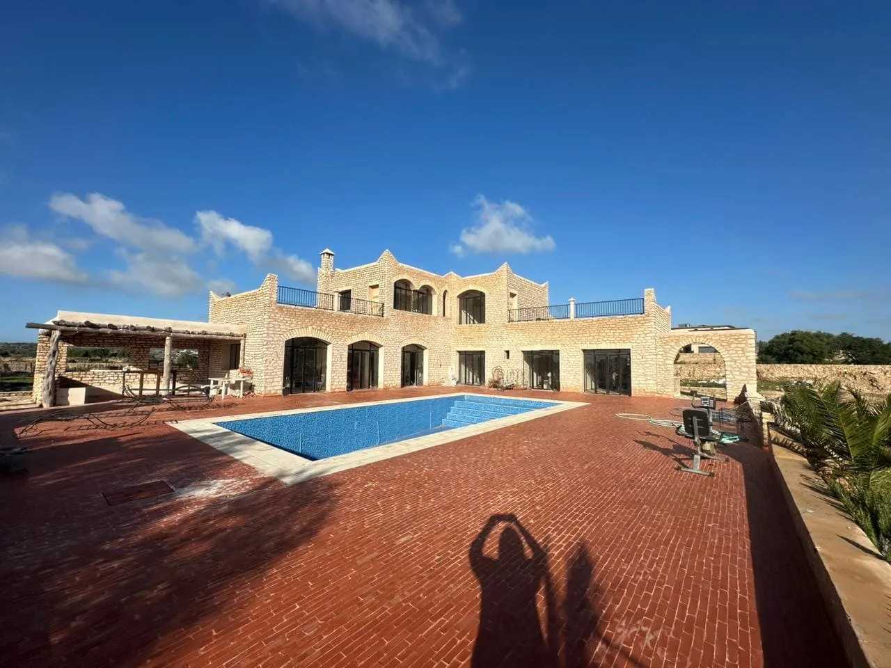 Villa interior with high ceilings and natural light