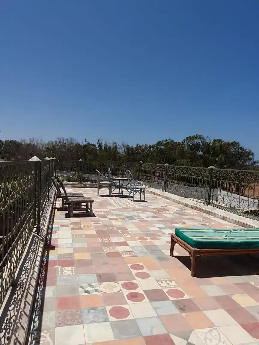 Heated pool surrounded by garden and terrace