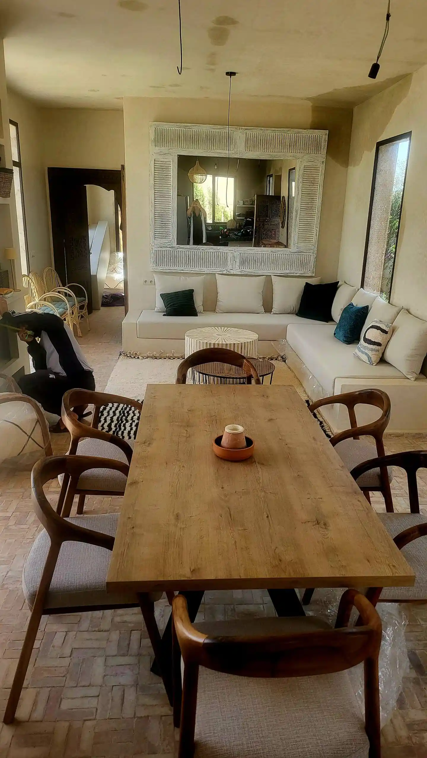 Pool area with sun loungers and relaxation space