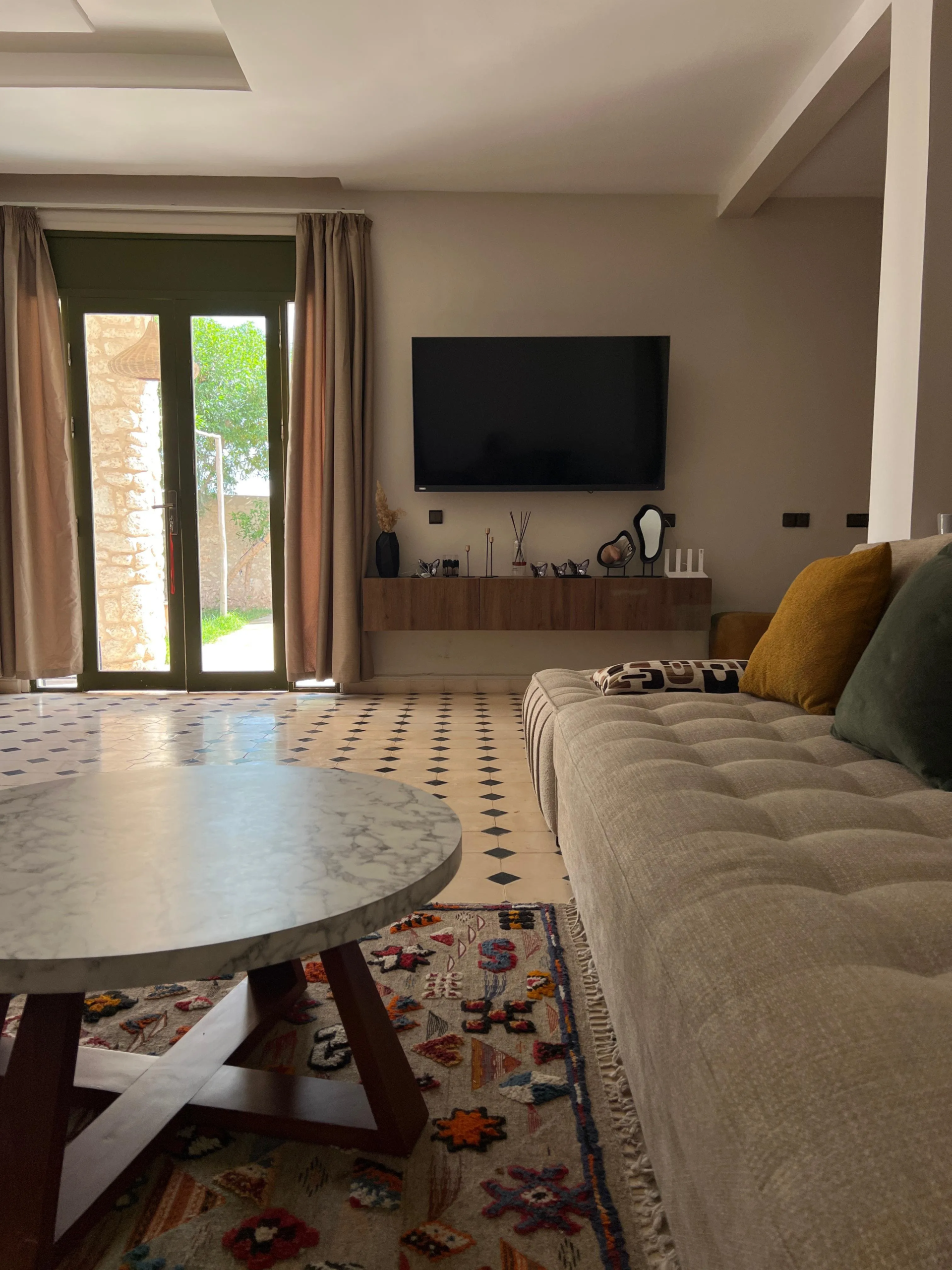 Swimming pool surrounded by landscaped garden