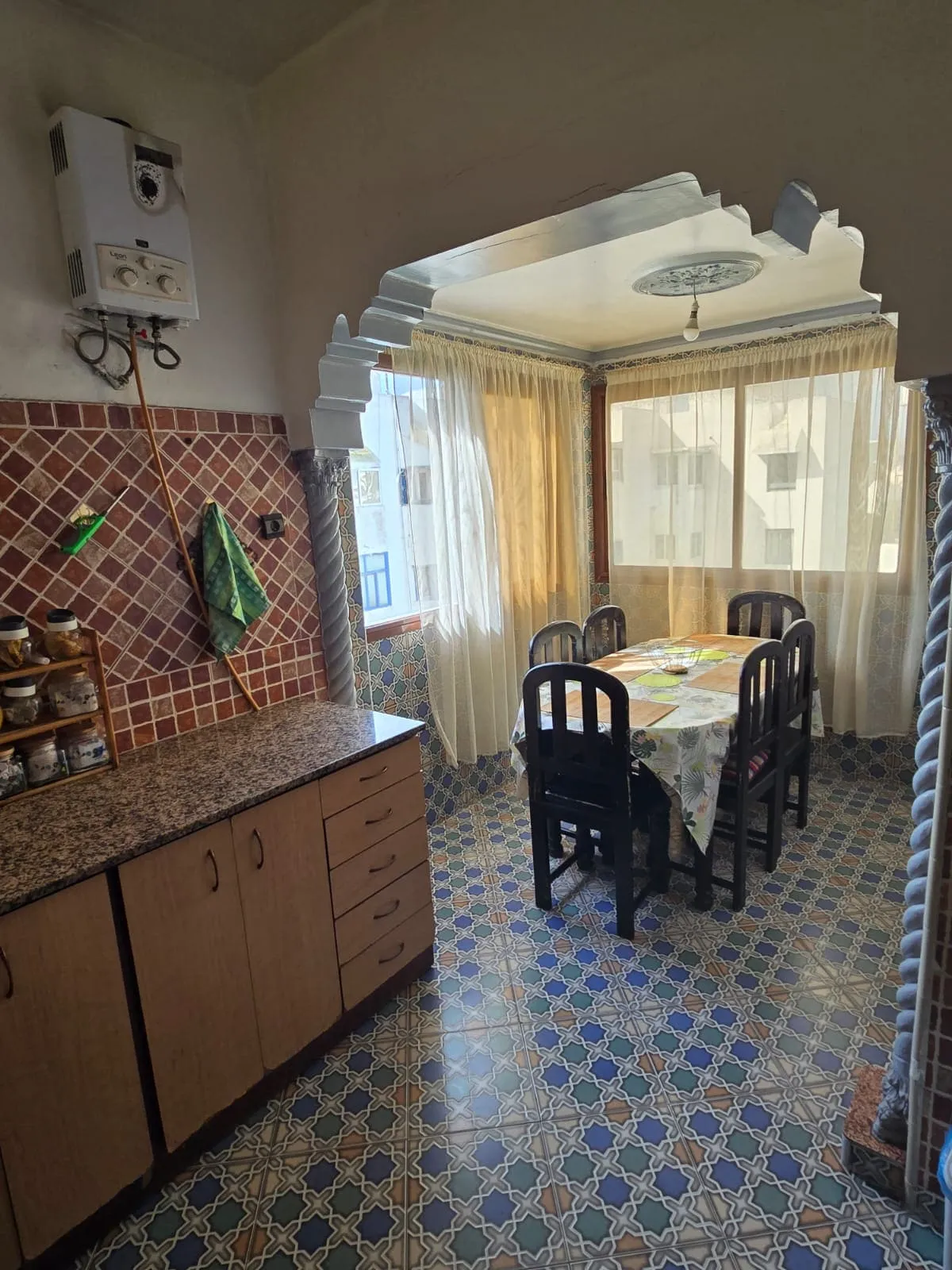 Functional kitchen in furnished apartment near the beach in Essaouira