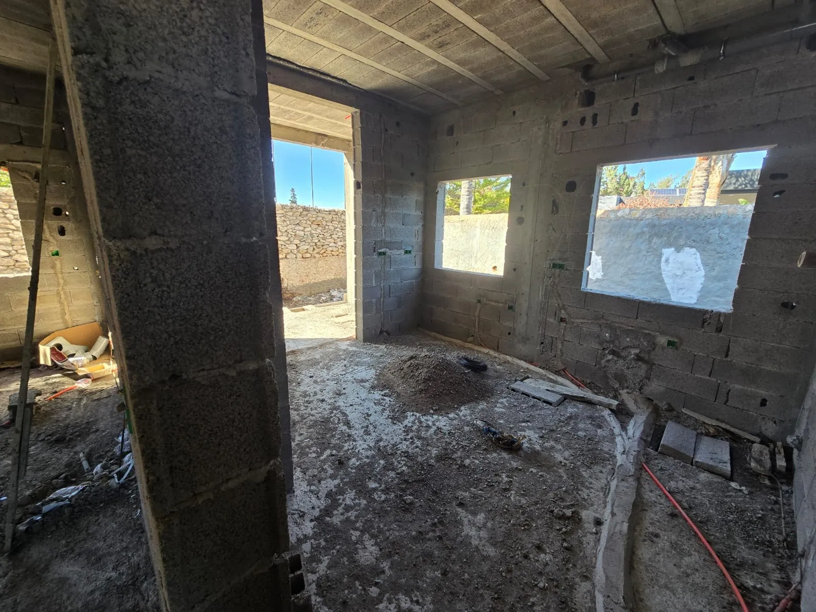 Future living room area inside villa for sale Ghazoua Essaouira