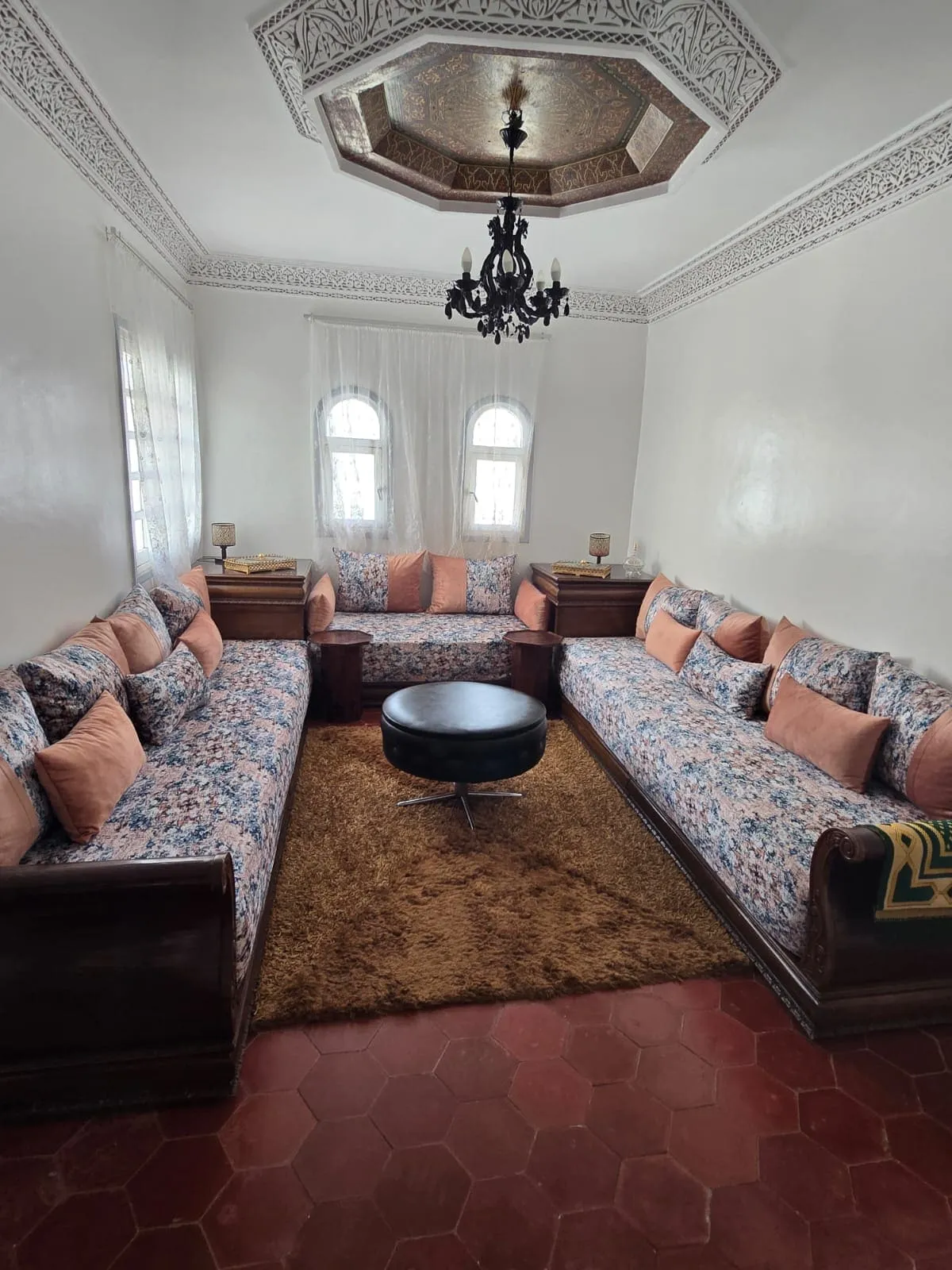 Second living room area in furnished apartment in Essaouira