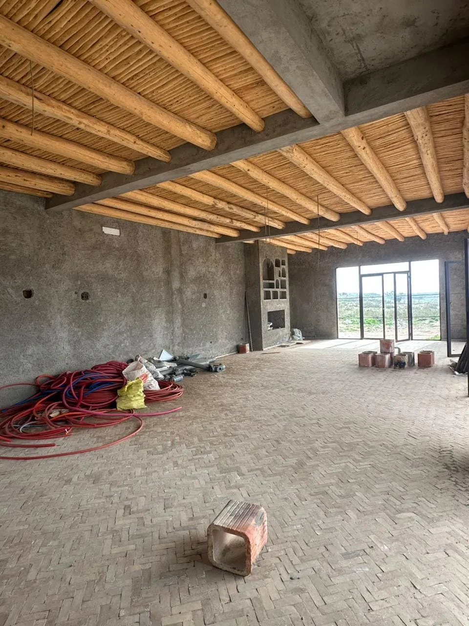 Spacious living room with natural light in Ghazoua villa near Essaouira
