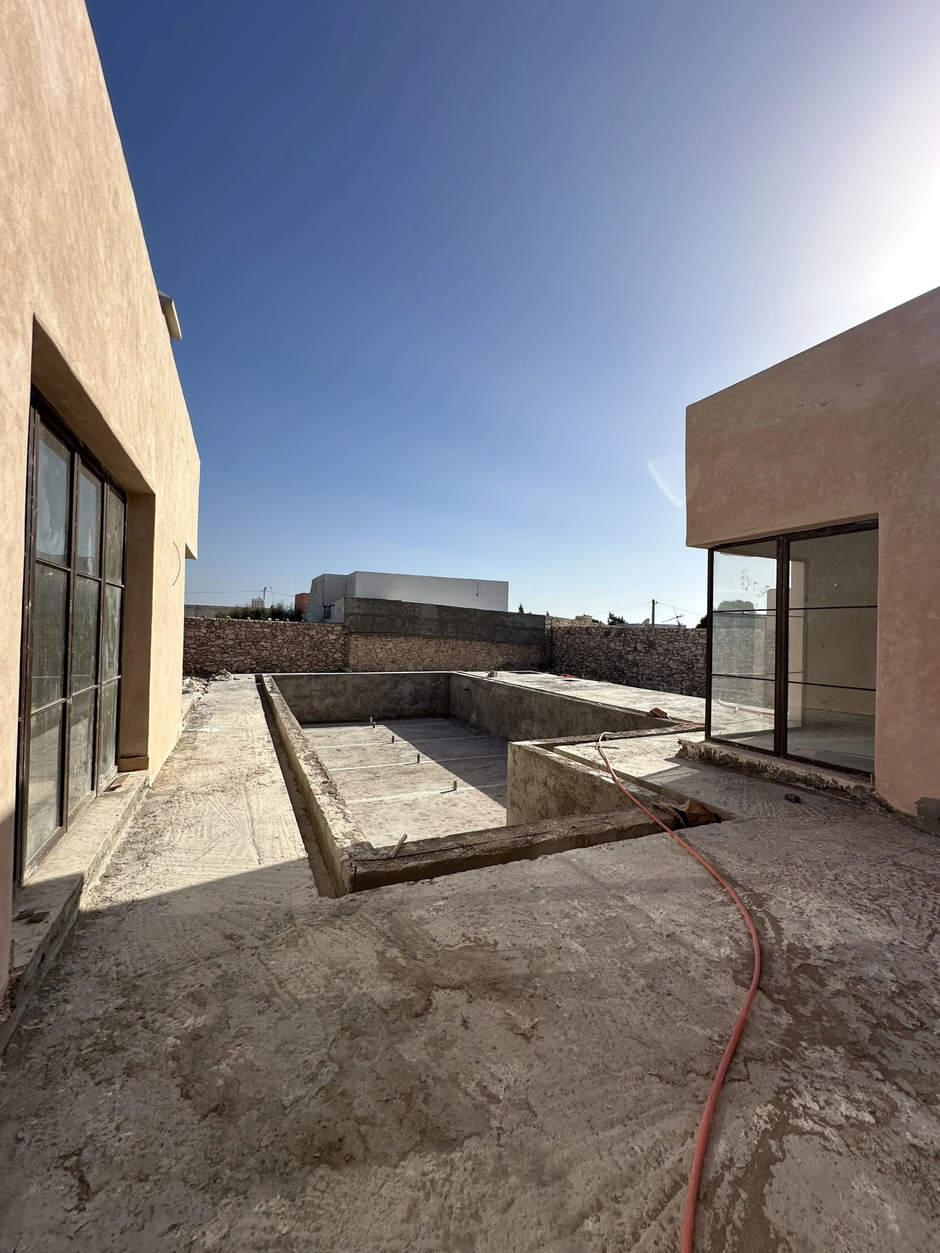 Outdoor swimming pool of a villa for sale in Ghazoua near Essaouira