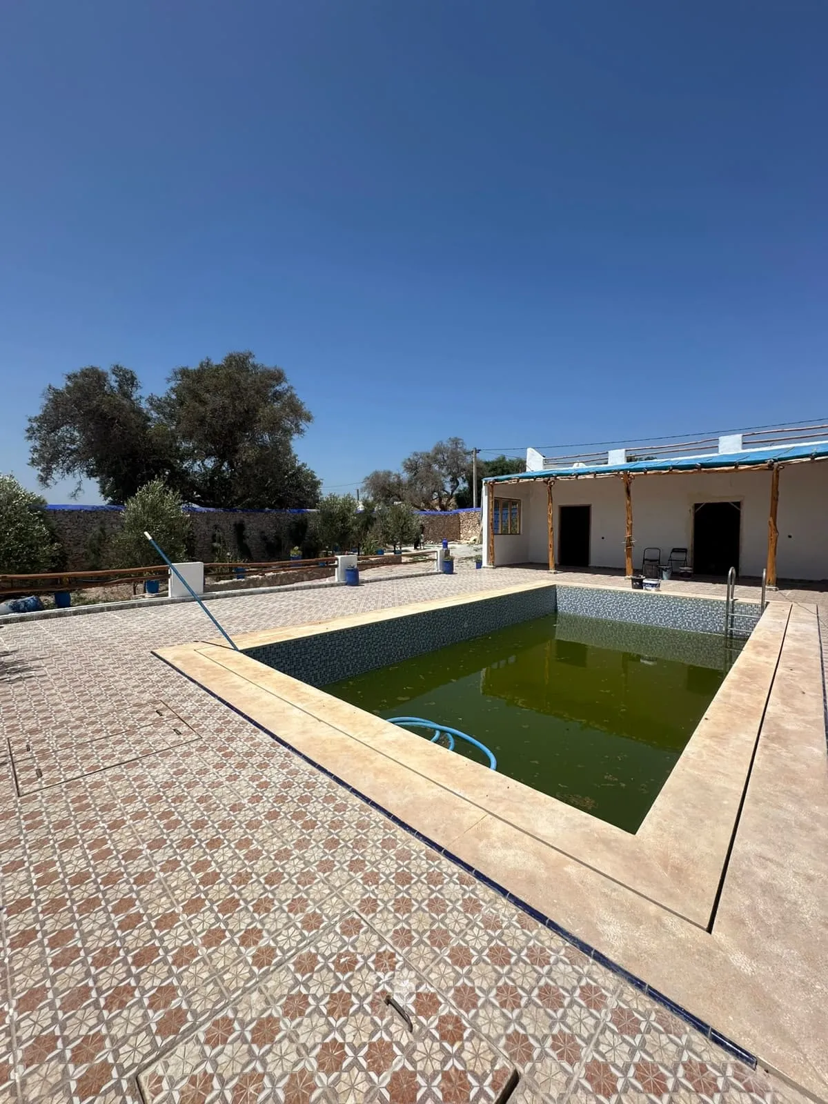 Terrace overlooking the garden and swimming pool