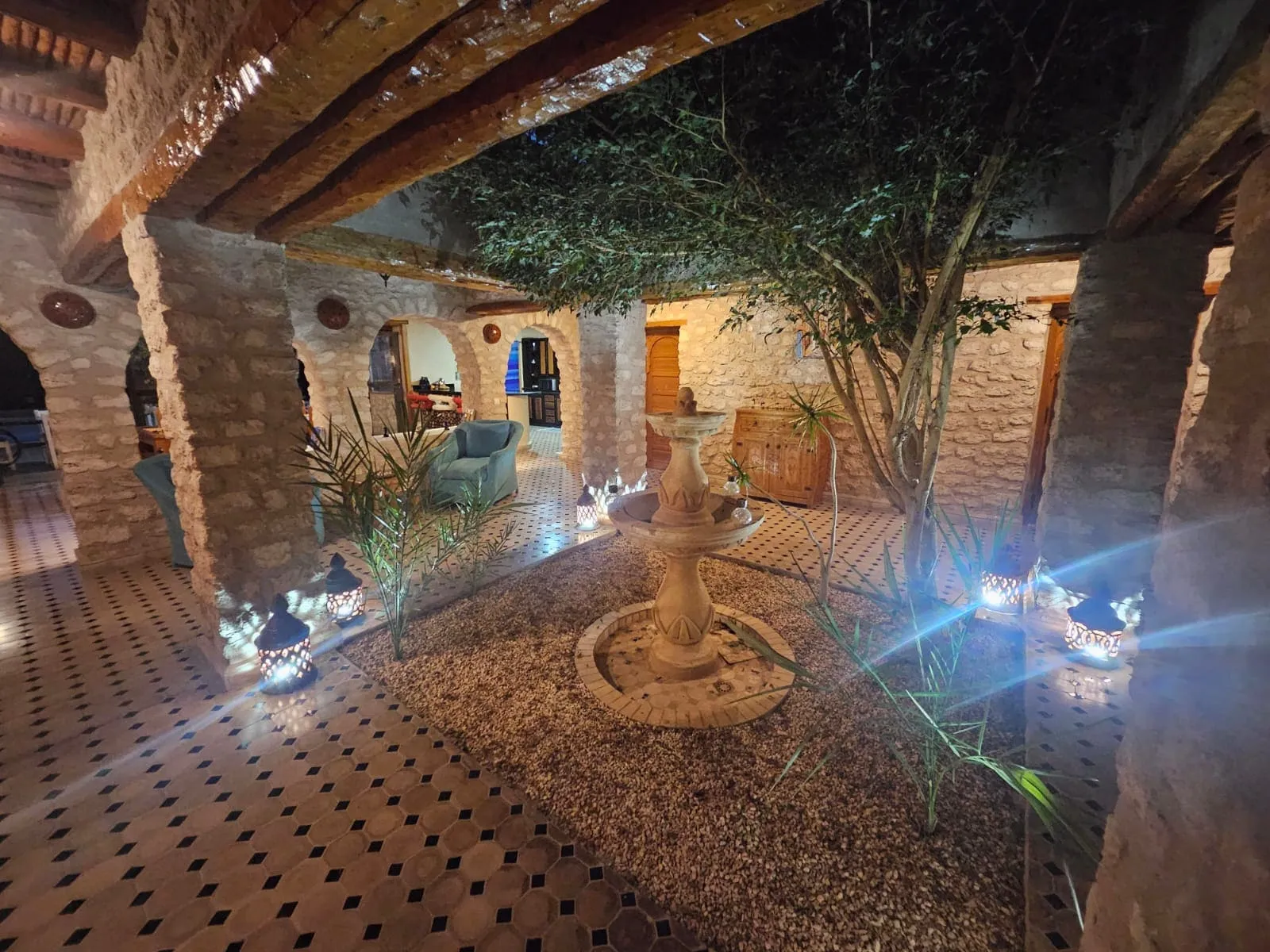 Bright riad-style patio inside stone villa near Essaouira