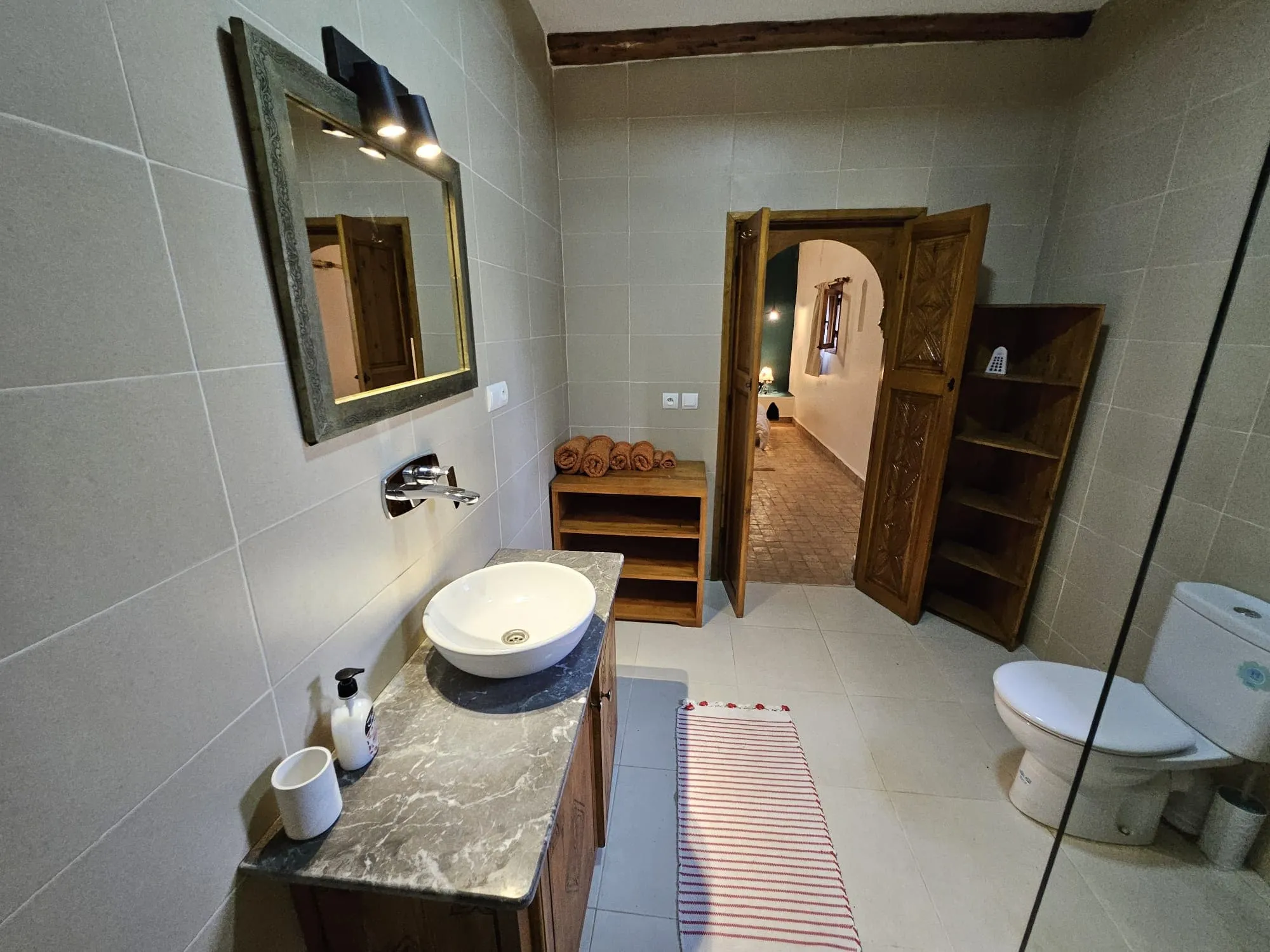 En-suite bathroom in stone villa near Essaouira