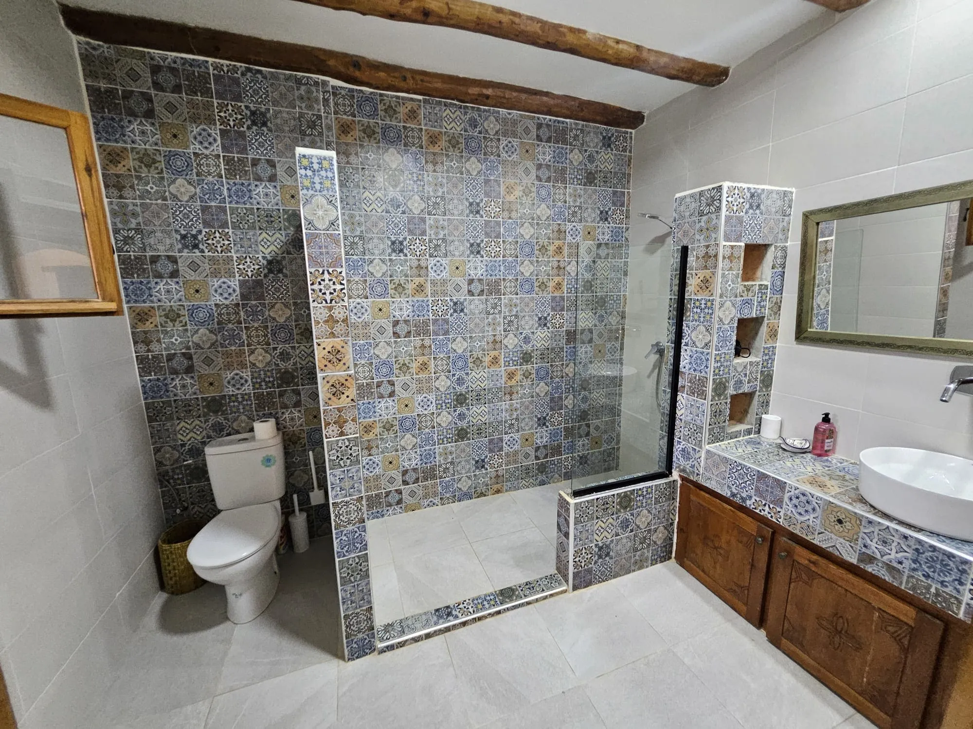 Private bathroom in bedroom suite of stone villa near Essaouira